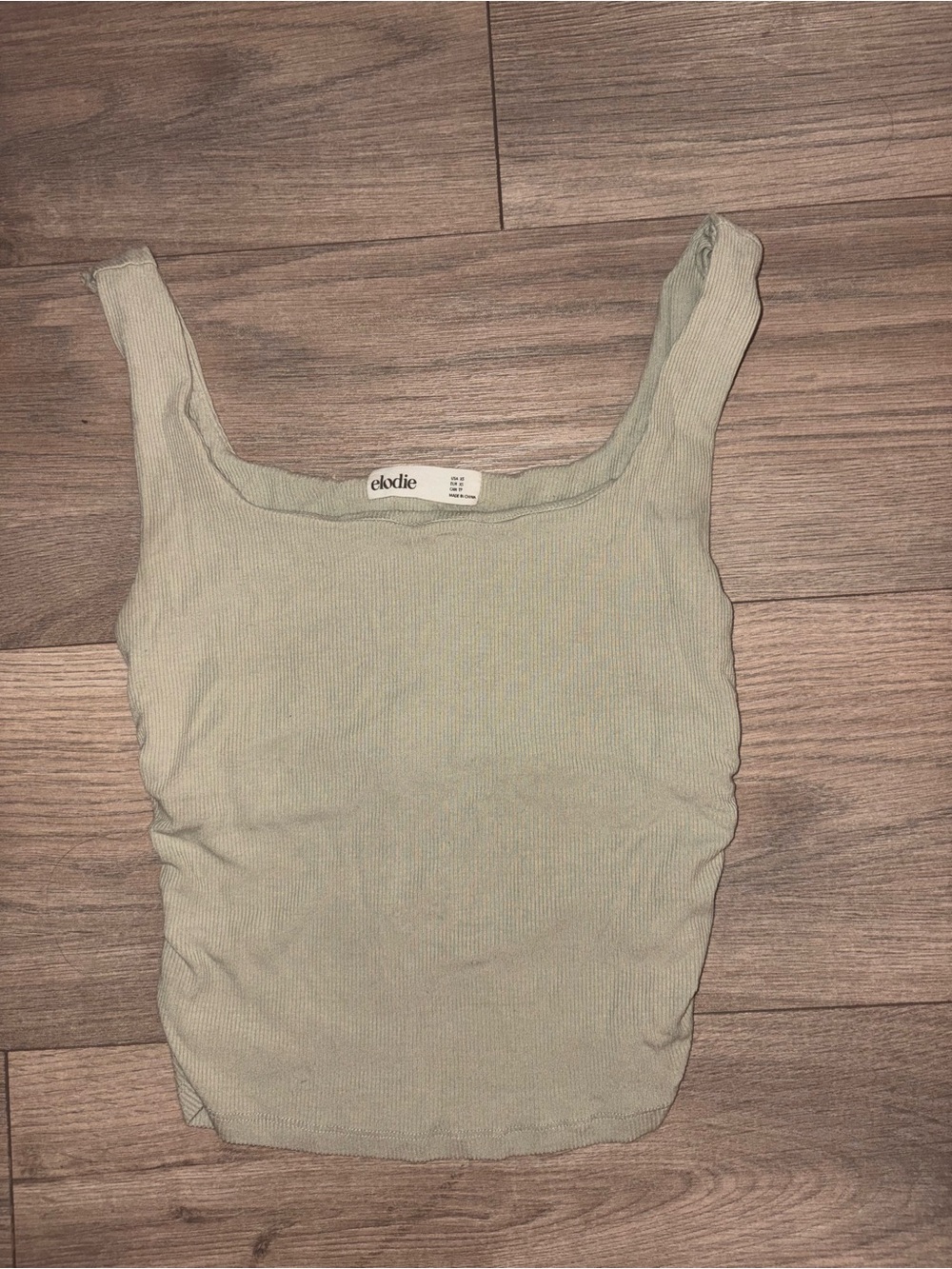 Elodie Ribbed Square-Neck Tank Top in Sage